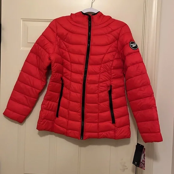Reebok Womens Quilted Glacier Shield Red Jacket With Hood/NWT/M - Picture 12 of 14